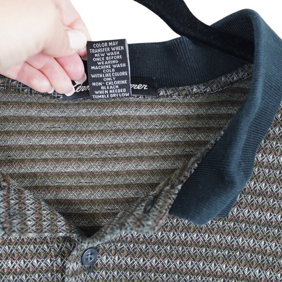 Arnold Palmer Casual Mens Striped Polo Shirt Size XL 100% Cotton Brown - Picture 4 of 5